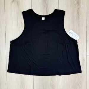 Xersion‎ Women's 1X Black High Neck Tank Top Quick-Dri Peached Soft Touch NWT
